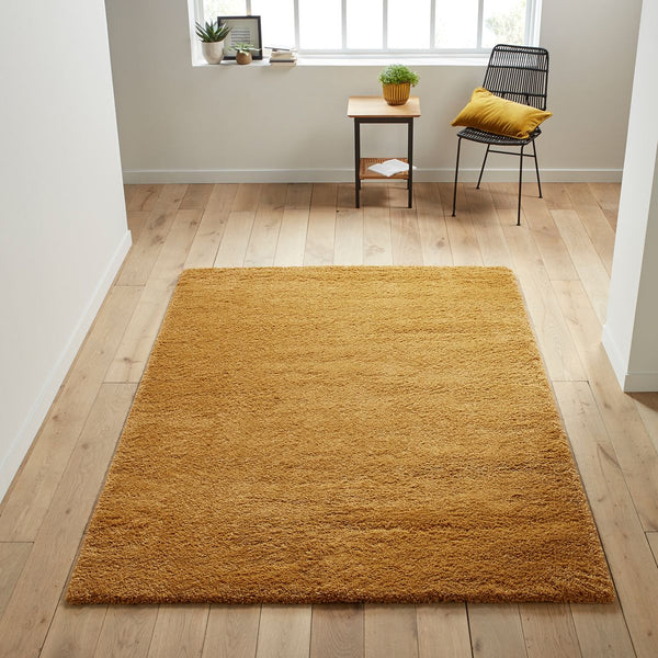 Tapis shaggy, aspect laineux, MARNE, Moutarde