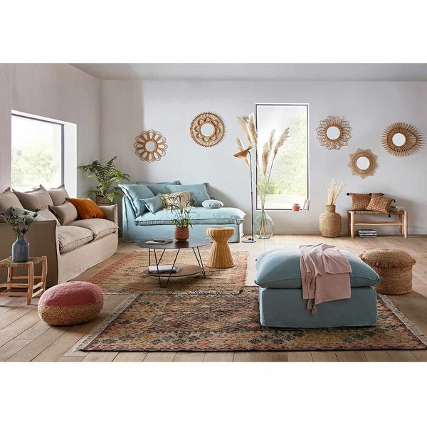 Tapis Noue en jute et coton multicolore