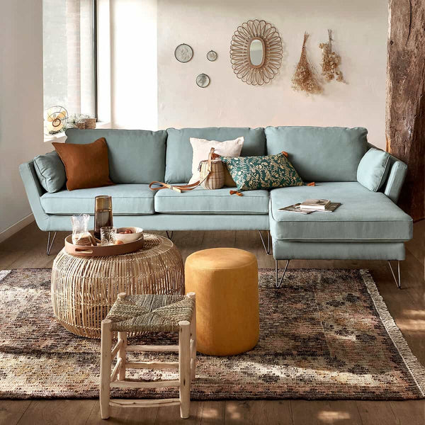 Tapis Noue en jute et coton multicolore