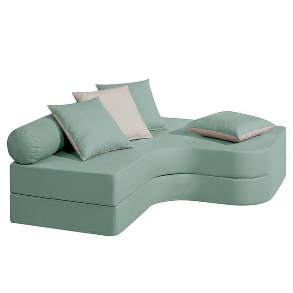 Banquette lit d'angle Salza en coton céladon