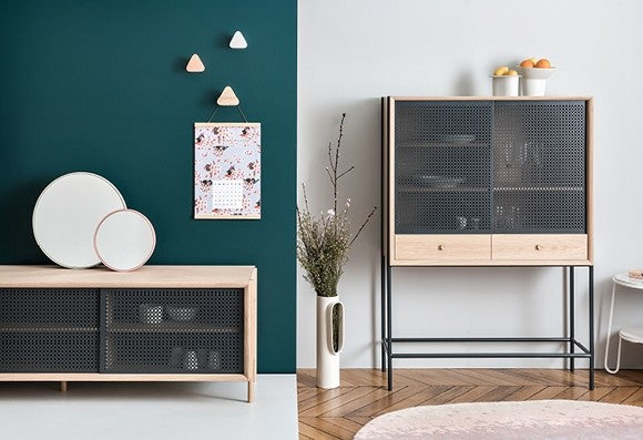 Armoire Sanna chêne et métal