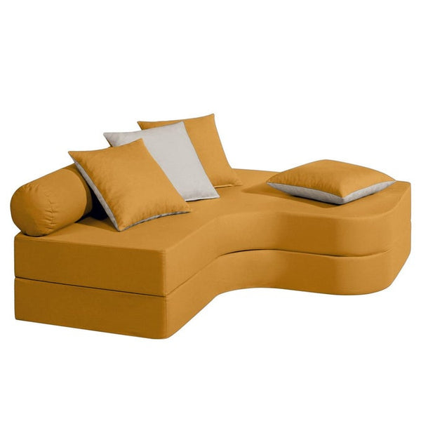 Banquette lit d'angle Salza en coton ocre