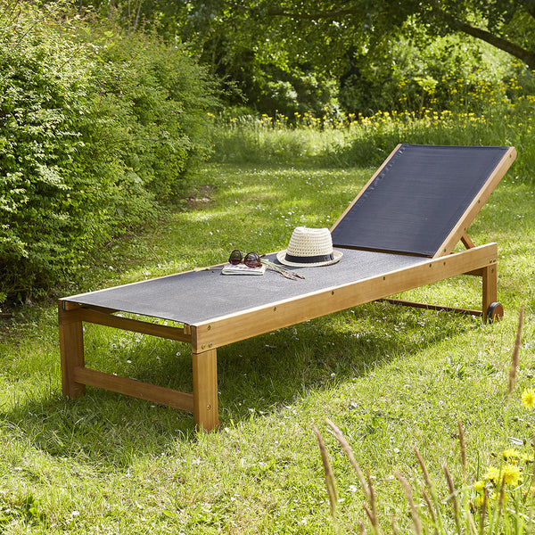 Lot de 2 bains de soleil en bois d'acacia et textilène FEYTnoir