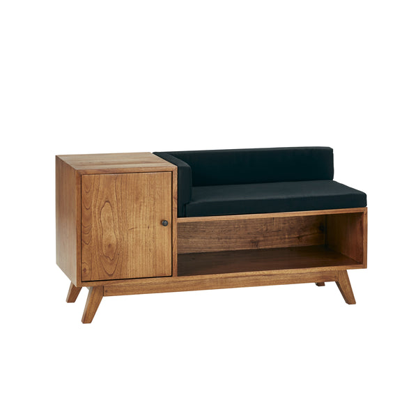 Banc en rotin noir et cannage 120 MADIDES, noir