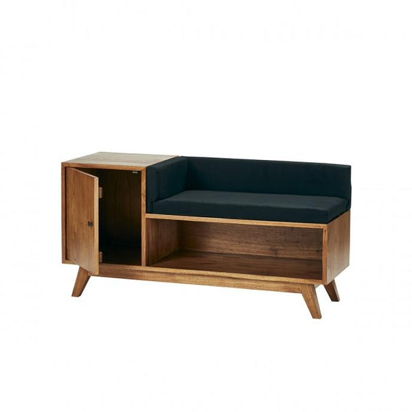 Banc en rotin noir et cannage 120 MADIDES, noir