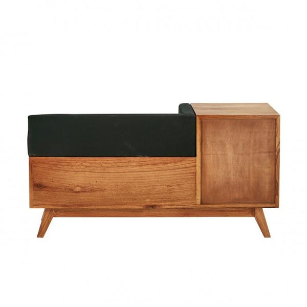 Banc en rotin noir et cannage 120 MADIDES, noir