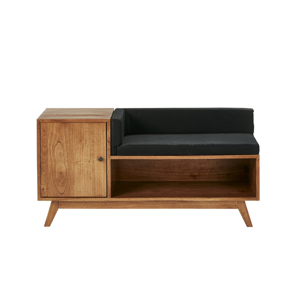 Banc en rotin noir et cannage 120 MADIDES, noir