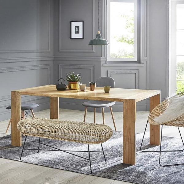 Banc en rotin et métal CÉLINDA, noir