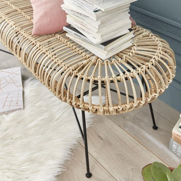 Banc d'entrée vintage en bois de mindy 120 CADEROLLES, noir