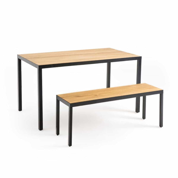 Banc Gissen en chêne et métal naturel