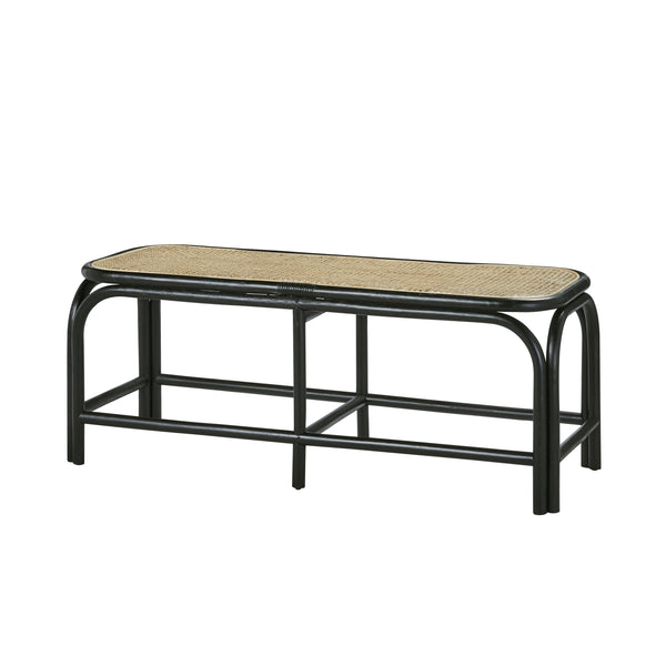 Banc en rotin noir et cannage 120 MADIDES, noir