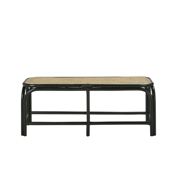 Banc en rotin noir et cannage 120 MADIDES, noir