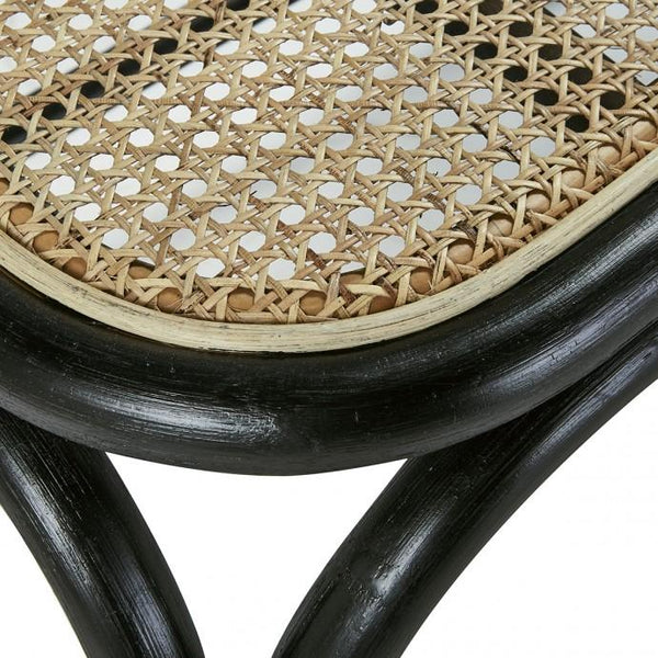 Banc en rotin noir et cannage 120 MADIDES, noir