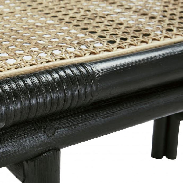 Banc en rotin noir et cannage 120 MADIDES, noir