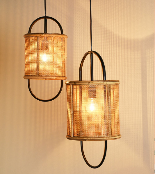 SP Suspension Bidente en rotin naturel