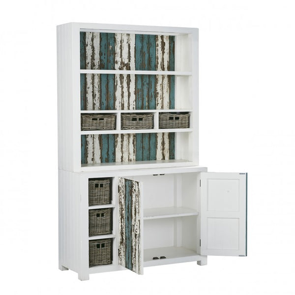 Bibliothèque en bois de pin recyclé 125 SUYEN,Blanc