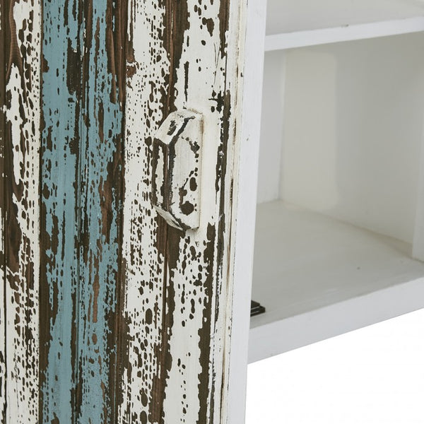 Bibliothèque en bois de pin recyclé 125 SUYEN,Blanc