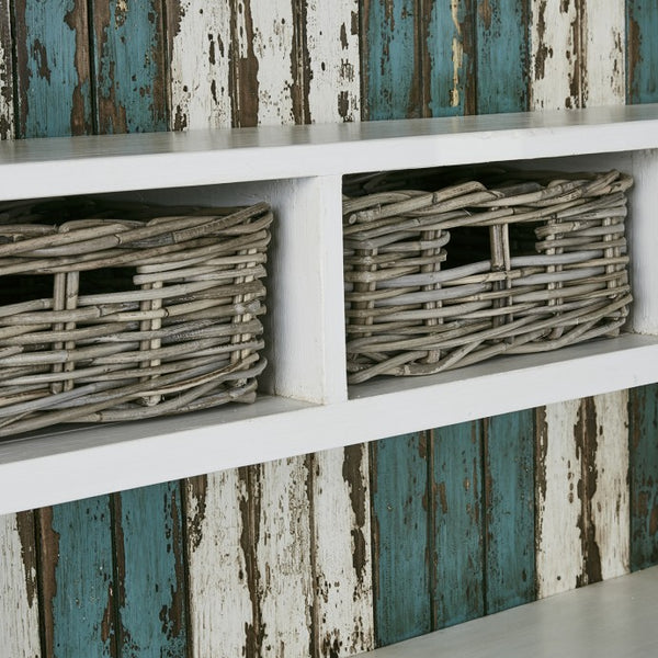 Bibliothèque en bois de pin recyclé 125 SUYEN,Blanc