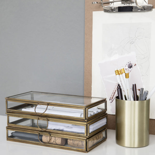 Boite Deba en verre laiton