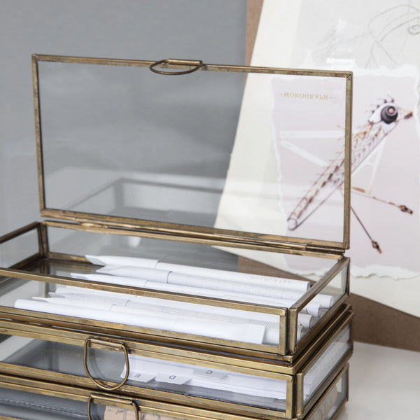 Boite Deba en verre laiton