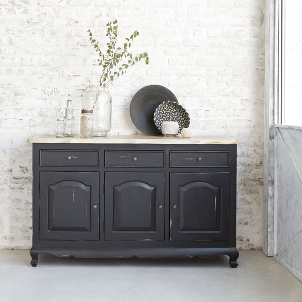 Buffet en bois d'acajou noir et teck naturel150 BONNAL, noir