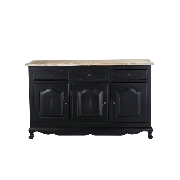 Buffet en bois d'acajou noir et teck naturel150 BONNAL, noir
