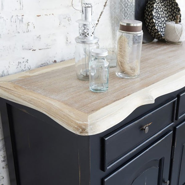 Buffet en bois d'acajou noir et teck naturel150 BONNAL, noir
