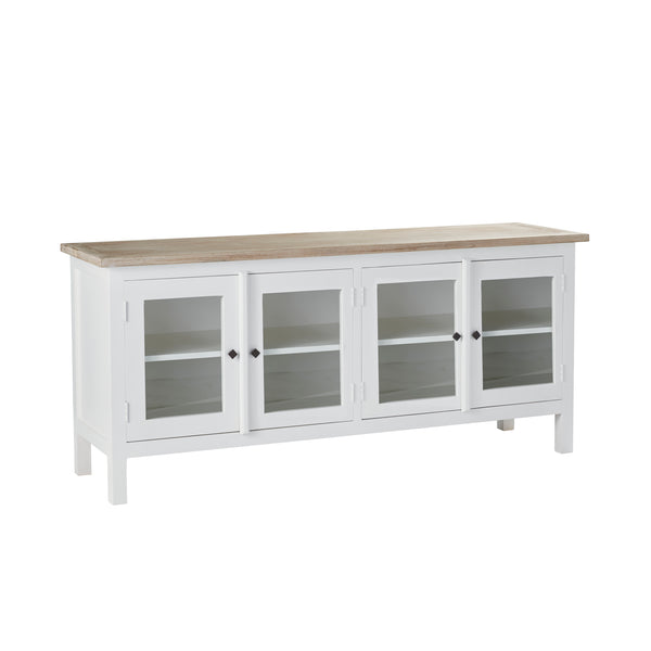 Buffet en bois d'acajou blanc et teck naturel 180 BONNAL, blanc