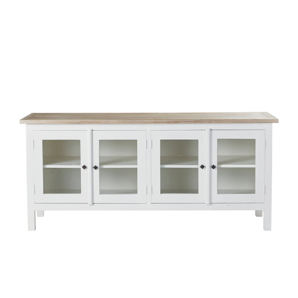 Buffet en bois d'acajou blanc et teck naturel 180 BONNAL, blanc
