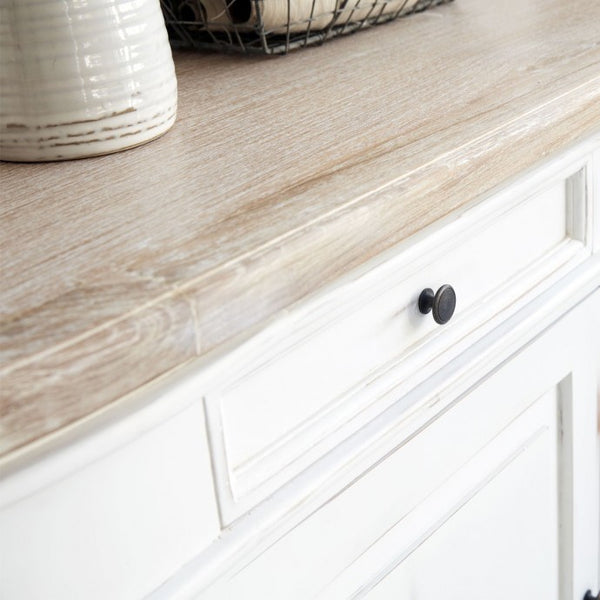 Buffet en bois d'acajou blanc et teck naturel 180 BONNAL, blanc