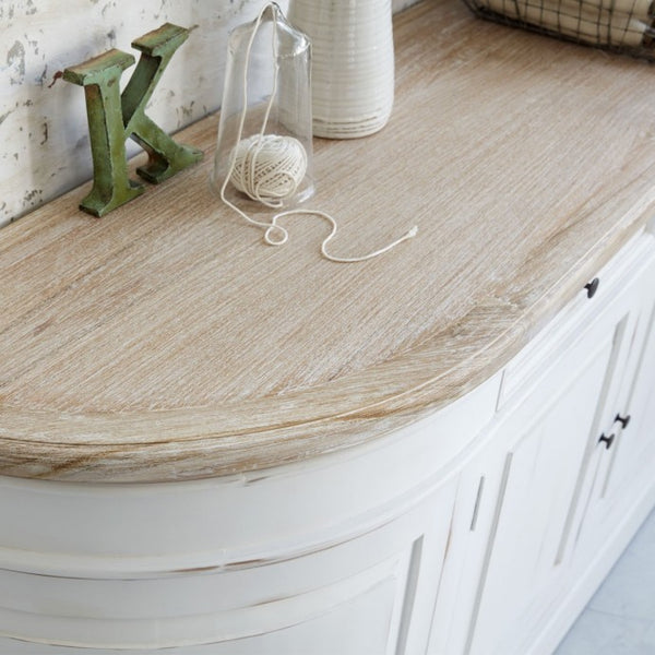 Buffet en bois d'acajou blanc et teck naturel 180 BONNAL, blanc