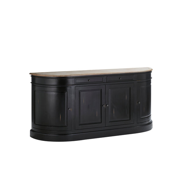 Buffet rond en bois d'acajou noir et teck 180 BONNAL, noir