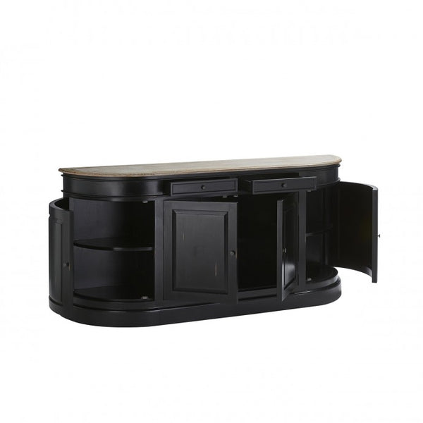Buffet rond en bois d'acajou noir et teck 180 BONNAL, noir
