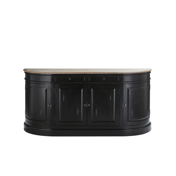 Buffet rond en bois d'acajou noir et teck 180 BONNAL, noir