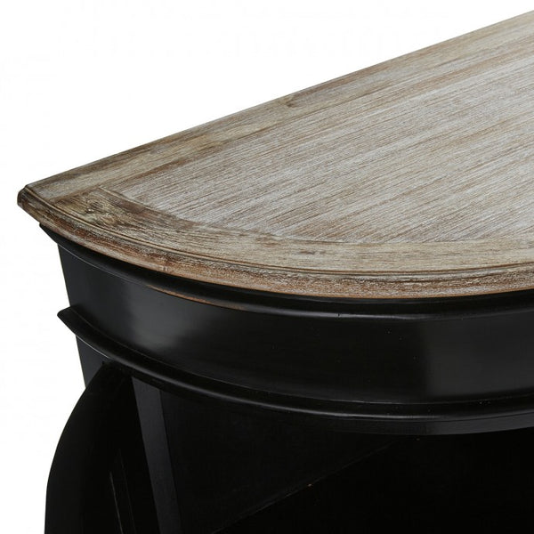 Buffet rond en bois d'acajou noir et teck 180 BONNAL, noir