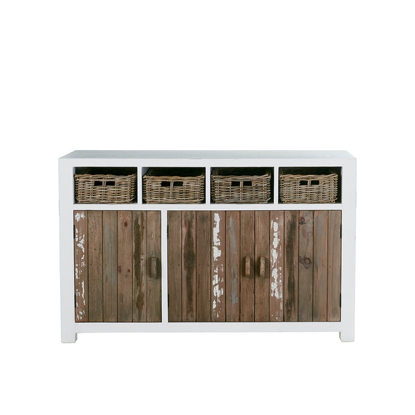 Buffet en bois de pin recyclé 143 SUYEN,Blanc