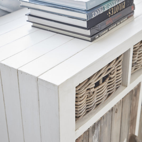 Buffet en bois de pin recyclé 143 SUYEN,Blanc