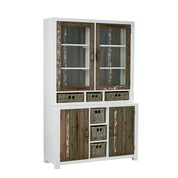 Vaisselier en bois de pin recyclé 140 SUYEN,Blanc
