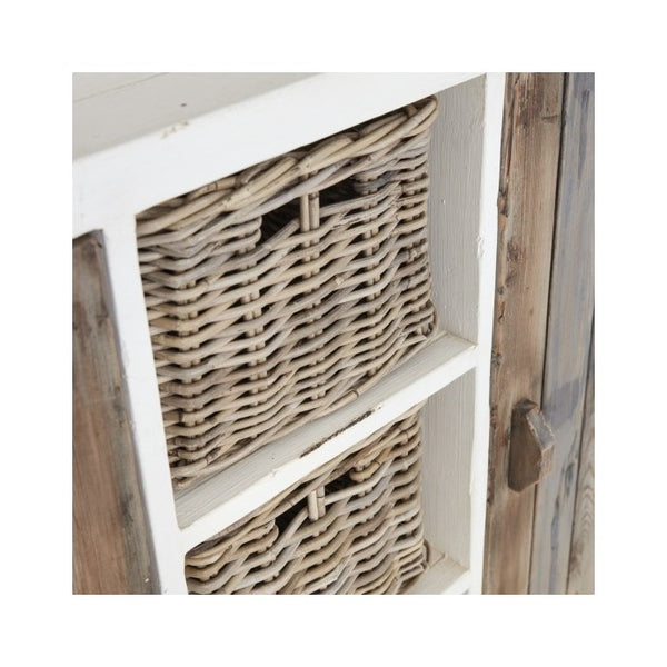 Vaisselier en bois de pin recyclé 140 SUYEN,Blanc