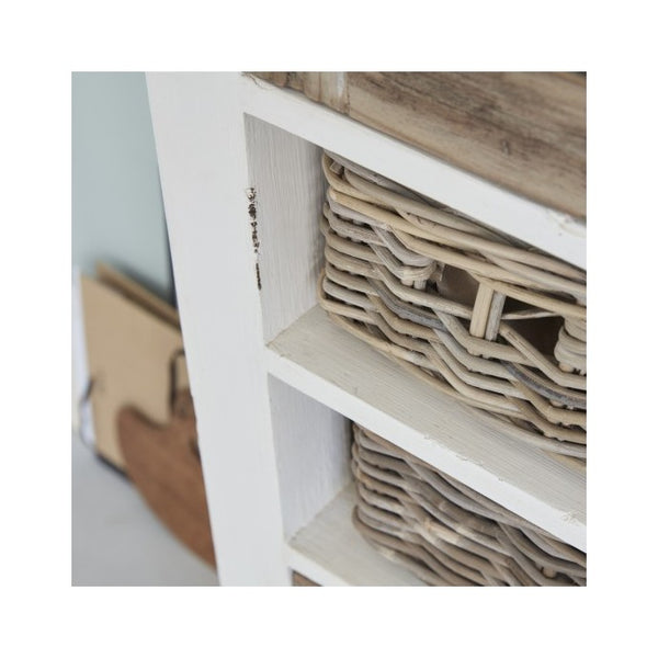 Vaisselier en bois de pin recyclé 70 SUYEN,Blanc