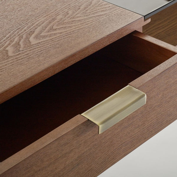 Bureau DEELE en noyer et verre trempé