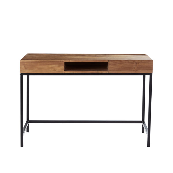 Bureau en bois de teck et métal 120 TAZENAT noir