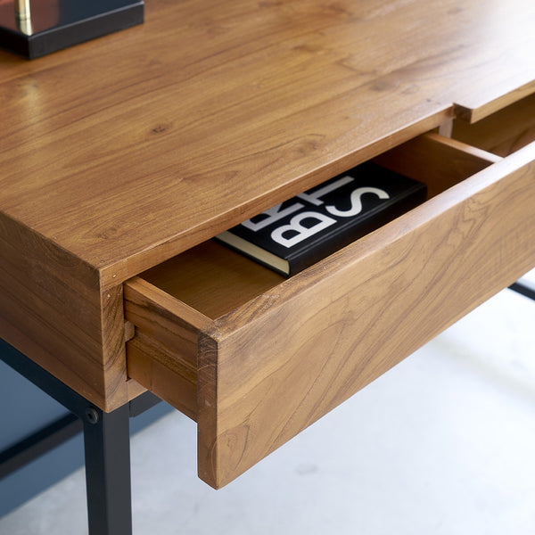 Bureau en bois de teck et métal 120 TAZENAT noir