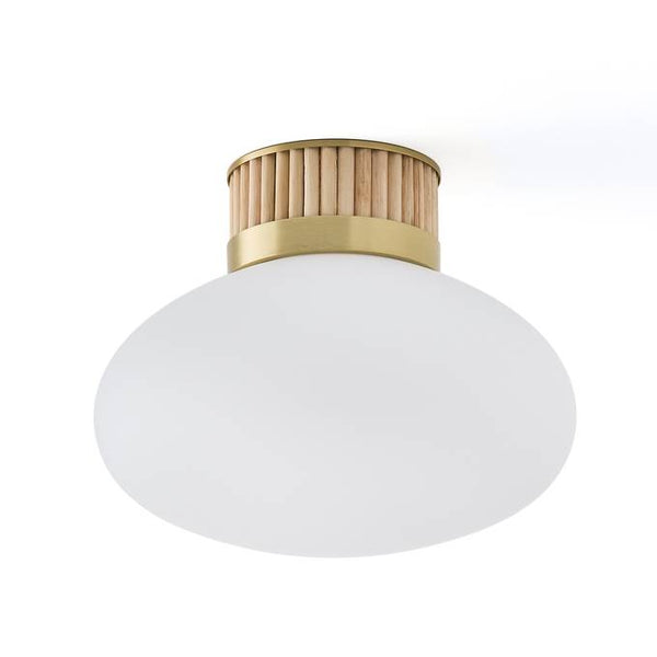 Suspension/Plafonnier Alit, laiton, bambou, opaline