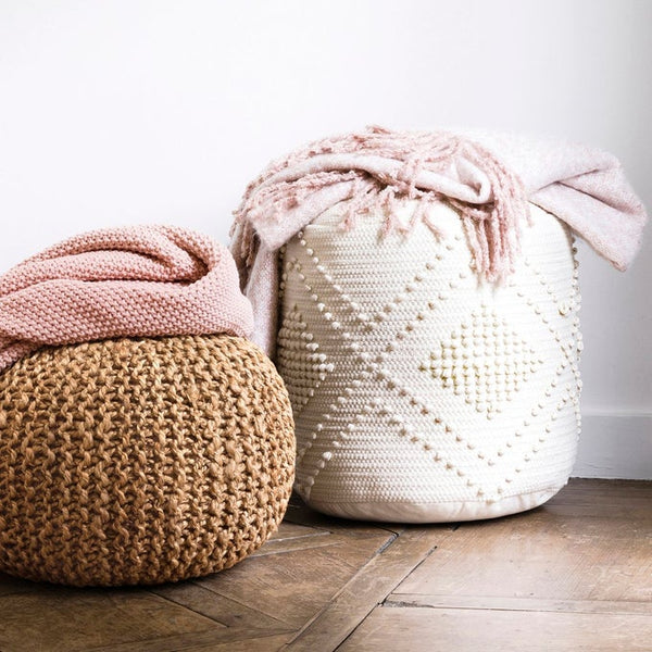 Pouf Leilblach en jute tressé