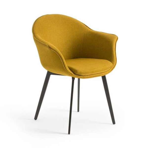 Fauteuil de table Solnan vintage jaune moutarde