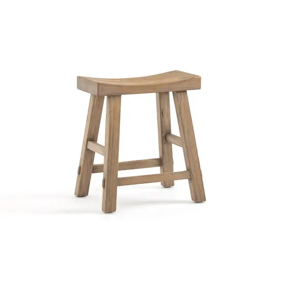 Tabouret Gravona en orme massif naturel finition cérusé