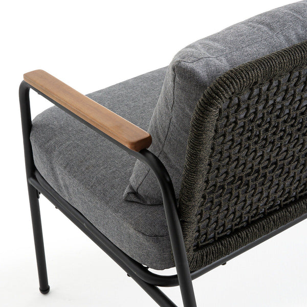 Canapé de jardin Leff en acier et eucalyptus noir