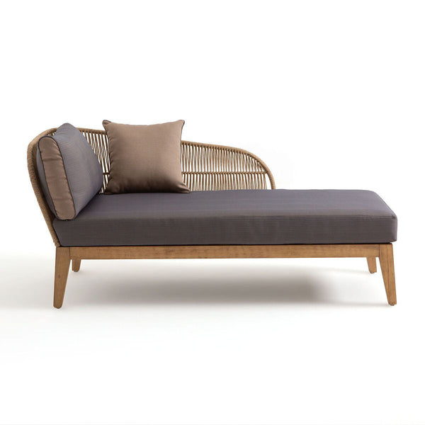 Canapé de jardin Leff en acier et eucalyptus noir