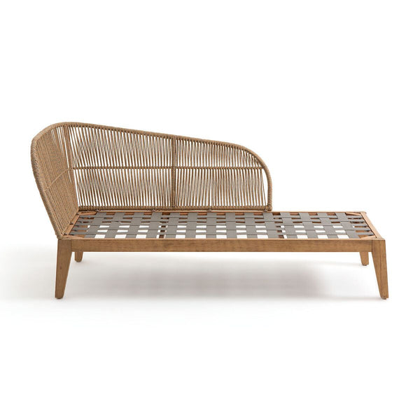 Canapé de jardin Leff en acier et eucalyptus noir